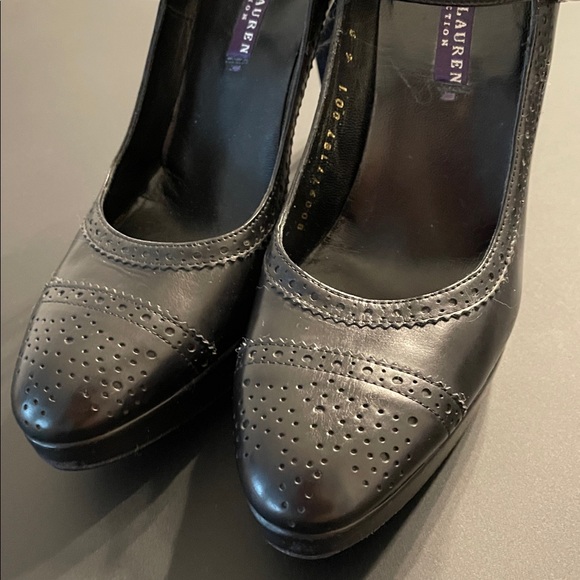 Ralph Lauren Collection Purple Label Mary Jane Pumps Black Leather Size 6B - Picture 2 of 11